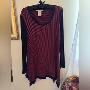 Philosophy Red and Black Striped Tunic Top. Size S.